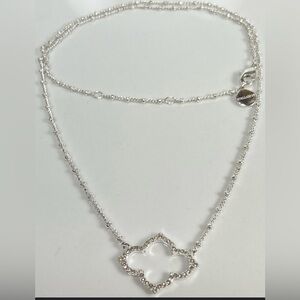 Stella & Dot Silver Clover Pendant Necklace